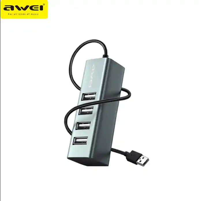 Awei CL-122 USB Type A Plug USB Hub to USB 2.0 4 Ports for...